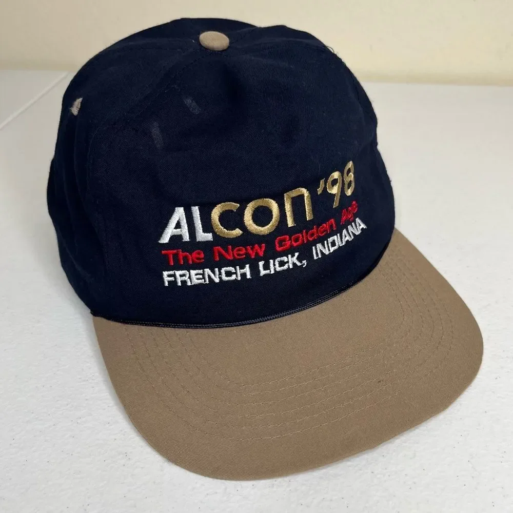 Vintage 90s Alcon 98 The New Golden Age French Lick Indiana Snapback Trucker Hat